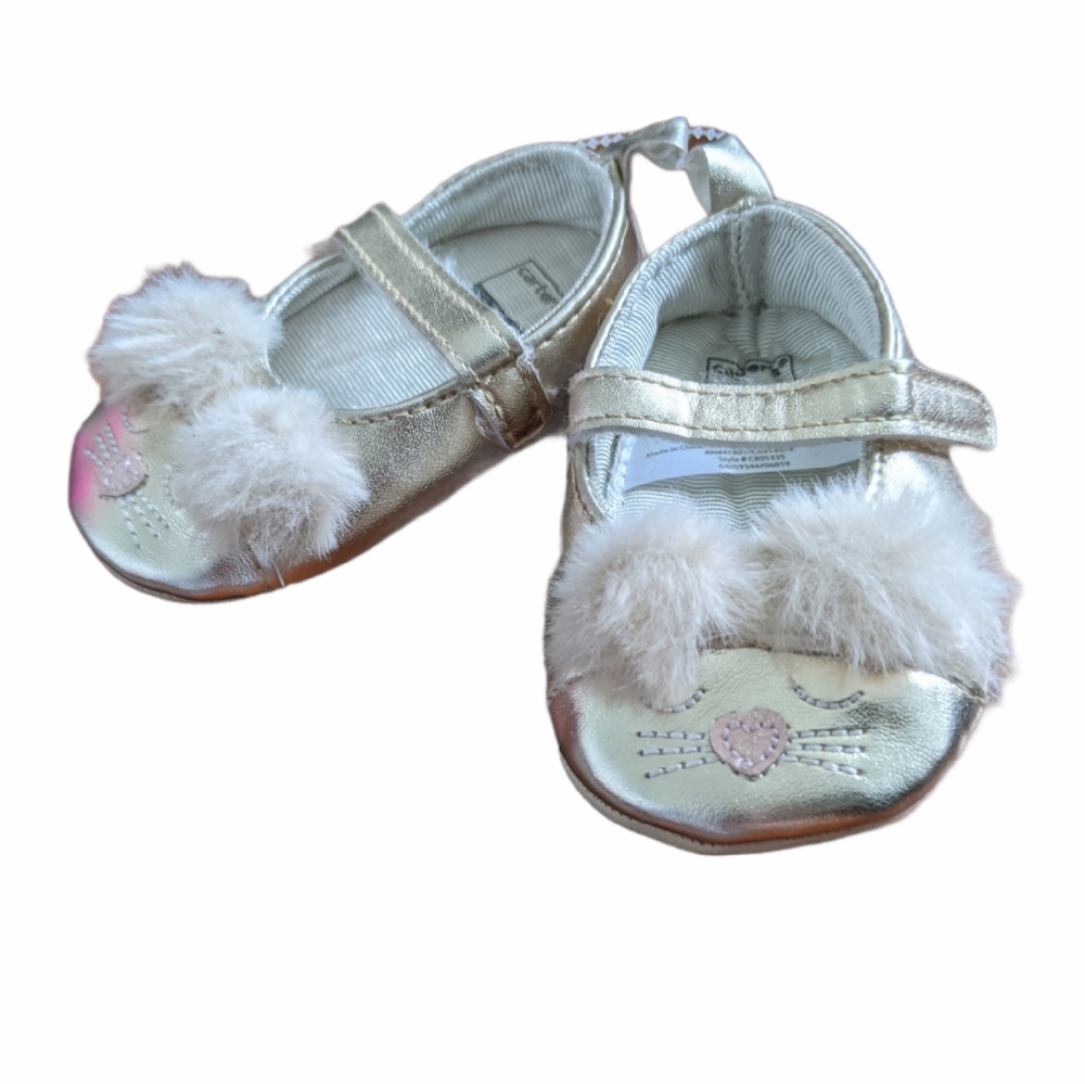 Metallic animal velcro soft sole shoes